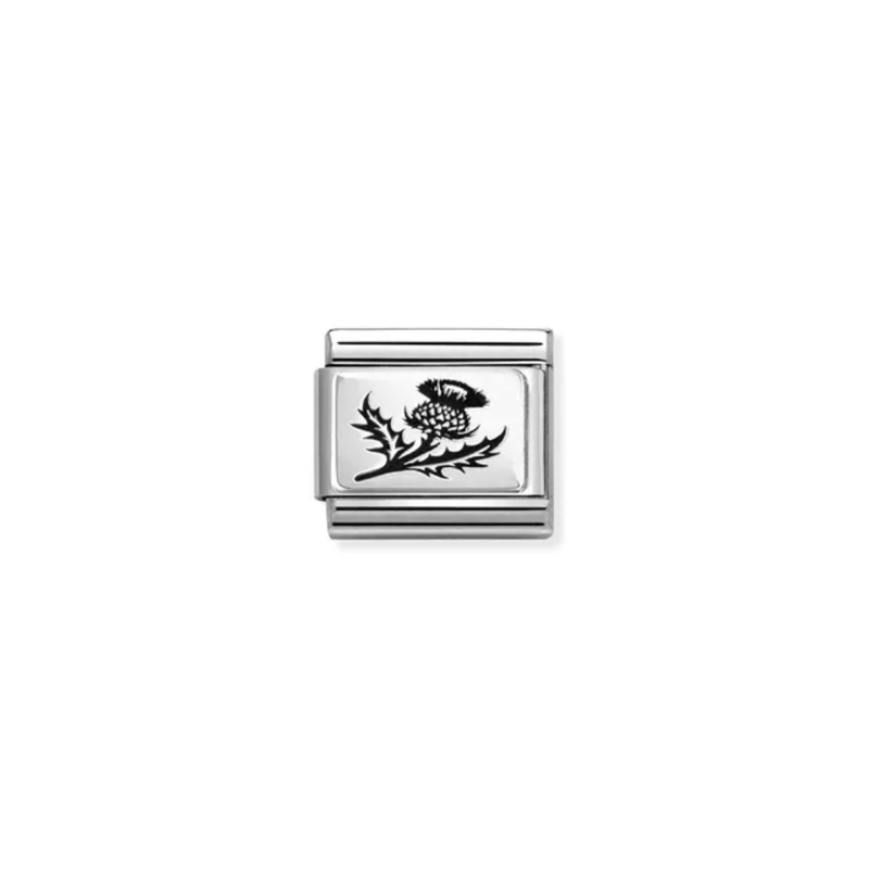 Nomination Composable Silver Thistle Charm with oxidised silver detail
