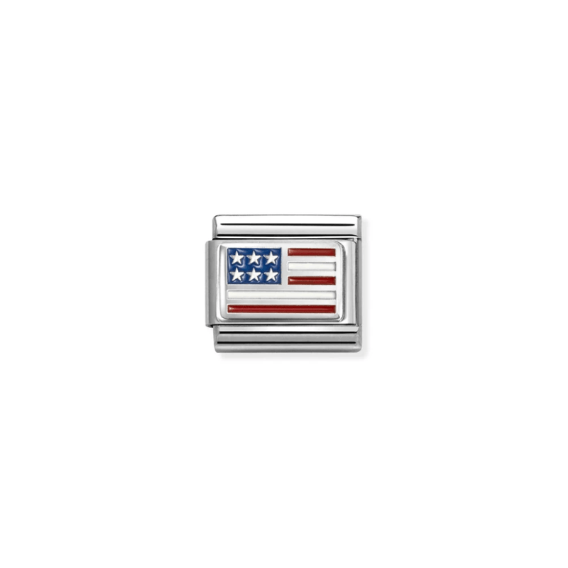 Nomination Composable USA flag charm in sterling silver and coloured enamel