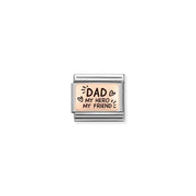Dad My Hero My Friend Nomination Classic Link in rose gold with black enamel, close-up