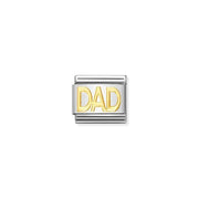Nomination Classic Link charm with “DAD” in bonded yellow gold on stainless steel