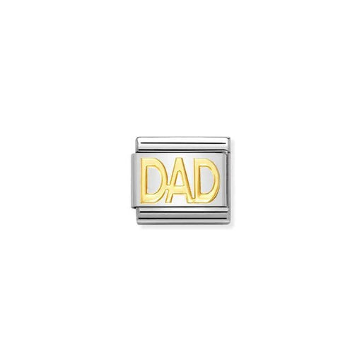 Nomination Classic Link charm with “DAD” in bonded yellow gold on stainless steel