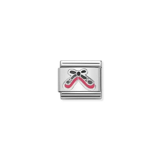 Nomination Classic Link charm with pink and black enamel ballet shoes
