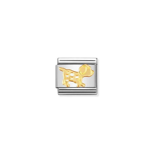 Nomination Dog Classic Link charm in stainless steel with bonded yellow-gold motif