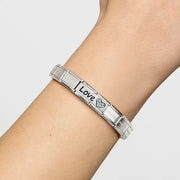 Nomination Double Classic Link Love with CZ heart in sterling silver, shown on wrist