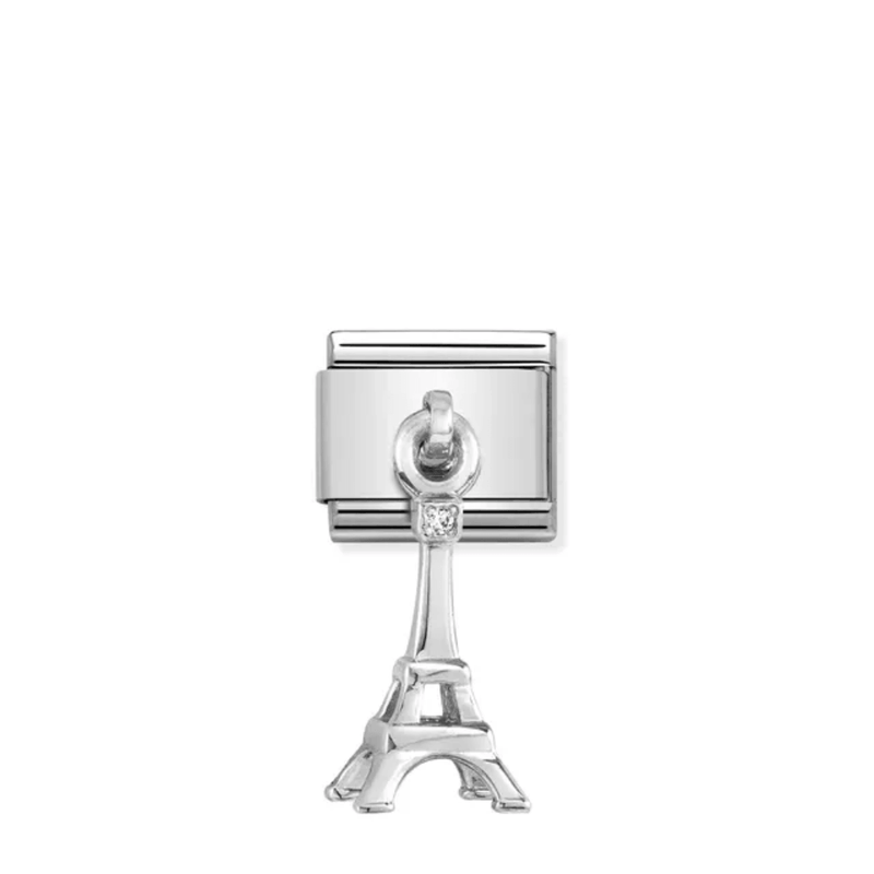 Nomination Composable Eiffel Tower pendant charm in sterling silver with cubic zirconia