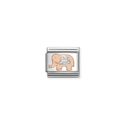 Nomination Elephant with Glitter Classic Link in rose gold, front view