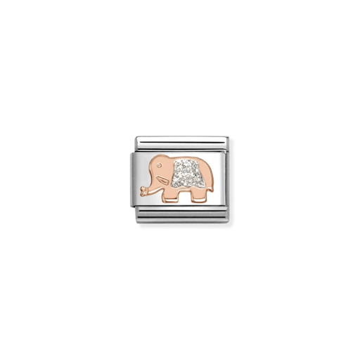 Nomination Elephant with Glitter Classic Link in rose gold, front view
