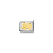Nomination Elephant Classic Link charm in stainless steel with bonded yellow gold