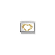 Nomination Classic Link charm with yellow-gold etched open heart on stainless steel, for a Nomination Bracelet