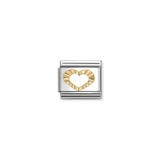 Nomination Classic Link charm with yellow-gold etched open heart on stainless steel, for a Nomination Bracelet