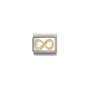 Nomination Classic Link charm with yellow-gold etched infinity symbol on stainless steel, for a Nomination Bracelet