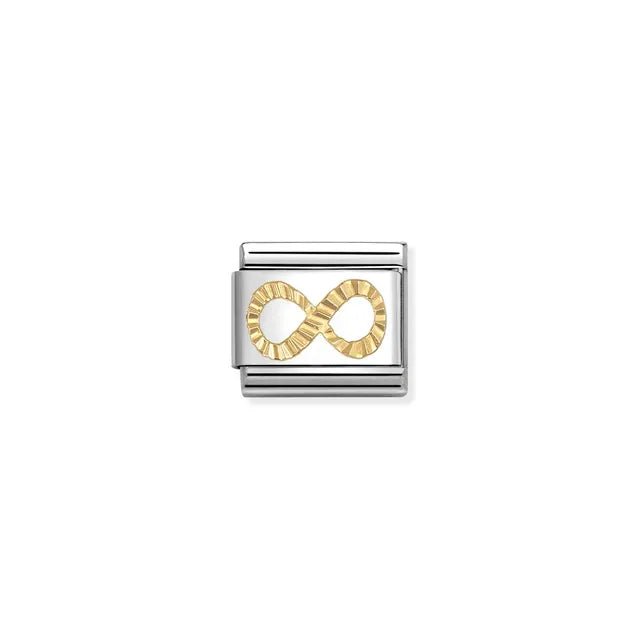 Nomination Classic Link charm with yellow-gold etched infinity symbol on stainless steel, for a Nomination Bracelet