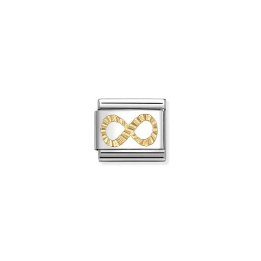 Nomination Classic Link charm with yellow-gold etched infinity symbol on stainless steel, for a Nomination Bracelet