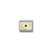 Nomination Composable Eye of God charm in yellow gold and blue enamel