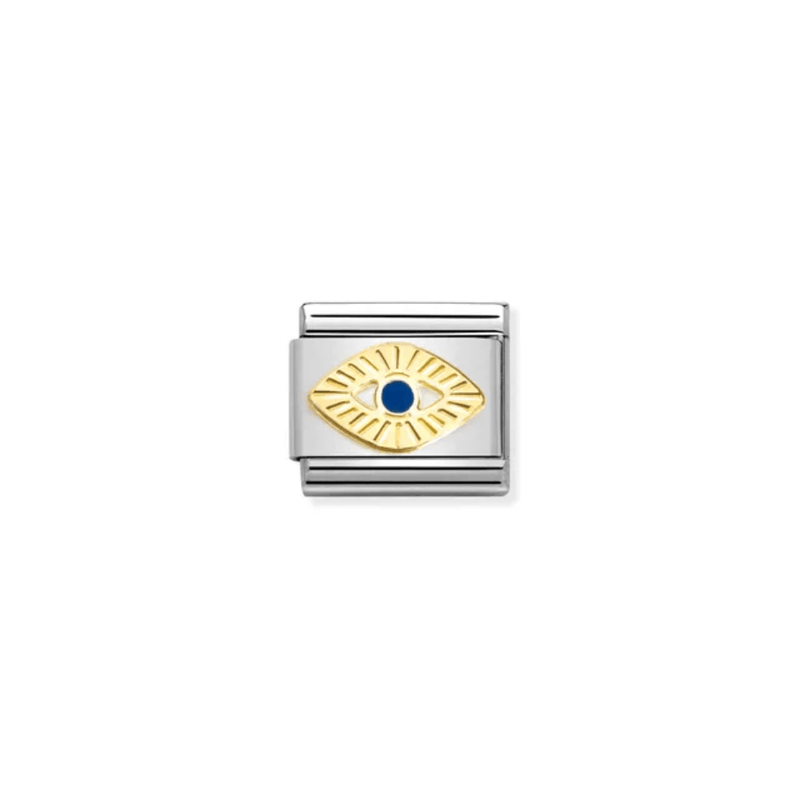 Nomination Composable Eye of God charm in yellow gold and blue enamel