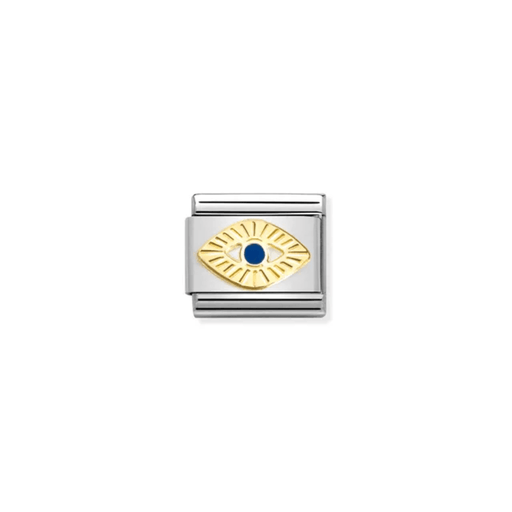 Nomination Composable Eye of God charm in yellow gold and blue enamel