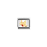 Nomination Composable flying robin charm in bonded yellow gold and red enamel