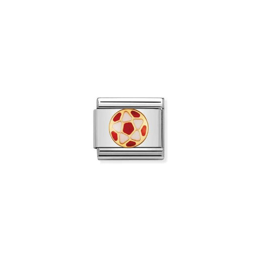 Nomination Classic Link charm with football/soccer motif in bonded yellow gold and enamel on stainless steel, for a Nomination Bracelet