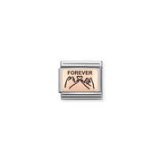 Forever pinky promise Nomination Classic Link in bonded rose gold with black enamel, close-up