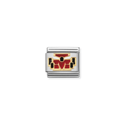 Nomination Formula 1 Racing Car Classic Composable Link with 18k yellow gold, red and black enamel detailing on stainless steel.