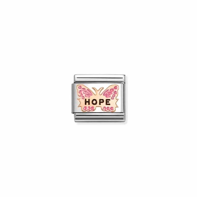 Nomination Classic fuchsia butterfly hope link in 9k rose gold for Nomination Composable Classic bracelets