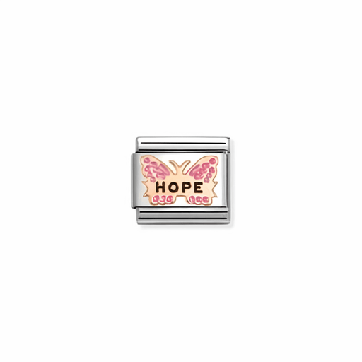 Nomination Classic fuchsia butterfly hope link in 9k rose gold for Nomination Composable Classic bracelets