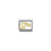 Nomination gold Aquarius zodiac charm with etched water-bearer symbol