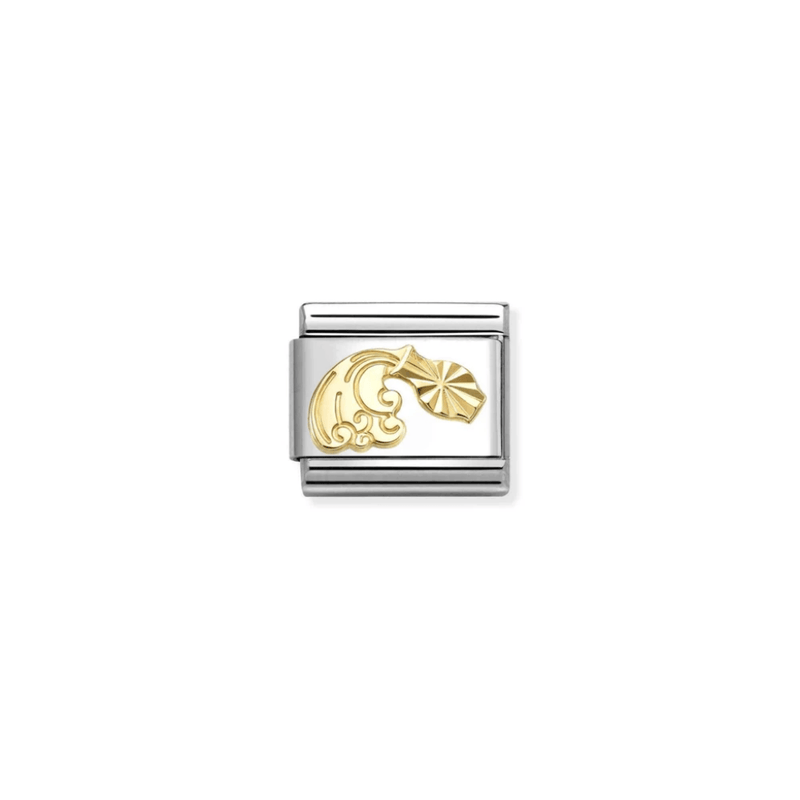 Nomination gold Aquarius zodiac charm with etched water-bearer symbol