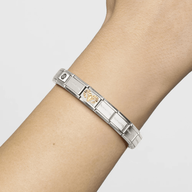 Nomination gold Aries zodiac charm worn on a Classic Composable bracelet