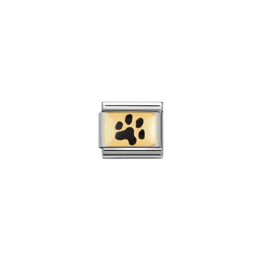 Nomination Gold Paw Print Classic Charm with black enamel