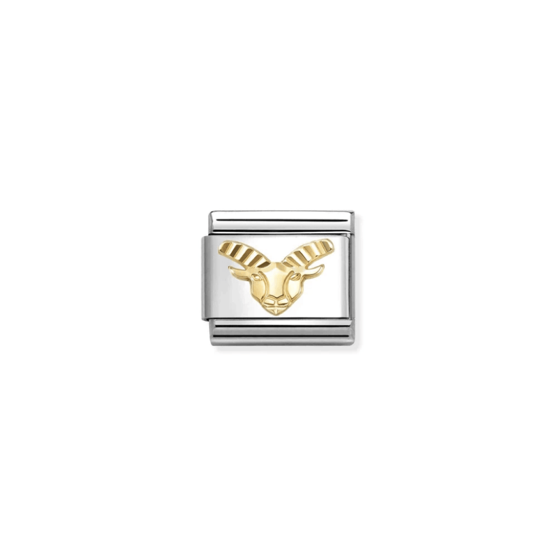 Nomination gold Capricorn zodiac charm with etched goat symbol