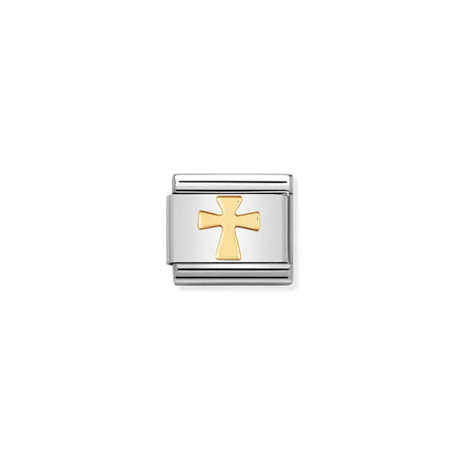 Nomination Gold Cross Charm Classic Link with bonded yellow-gold detail