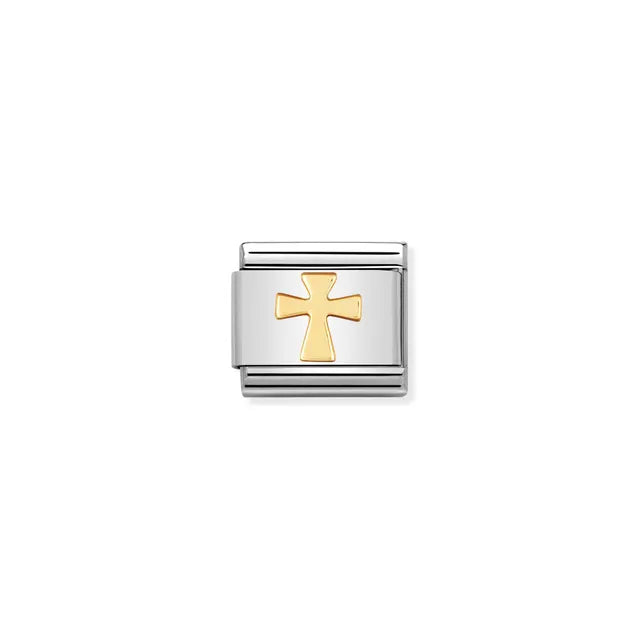 Nomination Gold Cross Classic Link in stainless steel with yellow-gold detail
