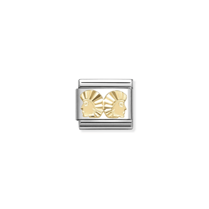 Nomination gold Gemini zodiac charm with etched twin symbol
