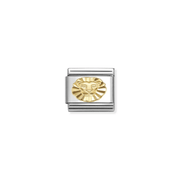 Nomination gold Leo zodiac charm with etched lion symbol