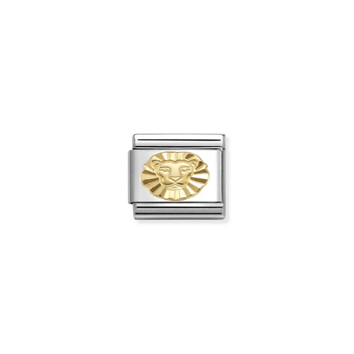 Nomination gold Leo zodiac charm with etched lion symbol