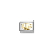 Nomination gold Libra zodiac charm with etched scales symbol