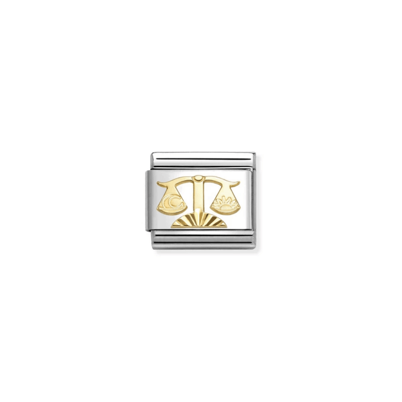 Nomination gold Libra zodiac charm with etched scales symbol