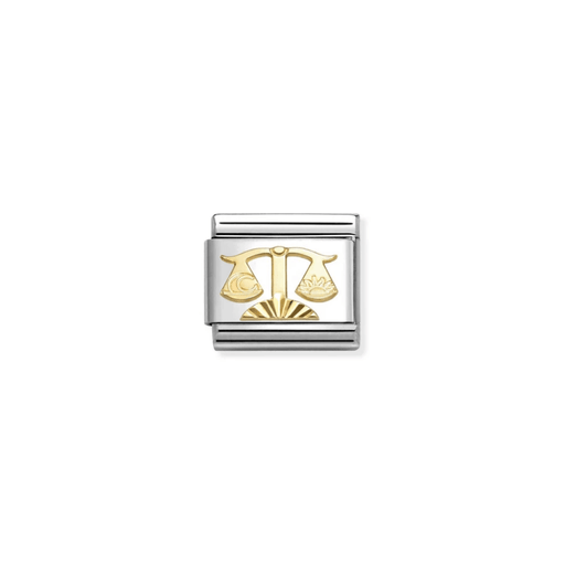 Nomination gold Libra zodiac charm with etched scales symbol