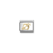 Nomination gold Sagittarius zodiac charm with etched bow-and-arrow symbol