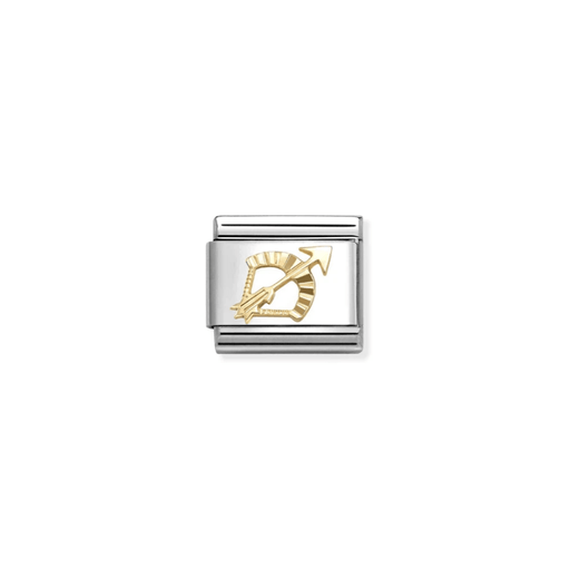 Nomination gold Sagittarius zodiac charm with etched bow-and-arrow symbol