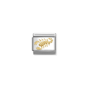 Nomination gold Scorpio zodiac charm with etched scorpion symbol
