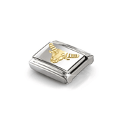Angled view of Nomination Taurus zodiac Classic Link in stainless steel and yellow gold