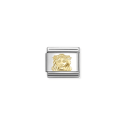 Nomination gold Virgo zodiac charm with etched maiden symbol