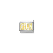 Nomination Classic Link charm with “GRAN” in bonded yellow gold on stainless steel