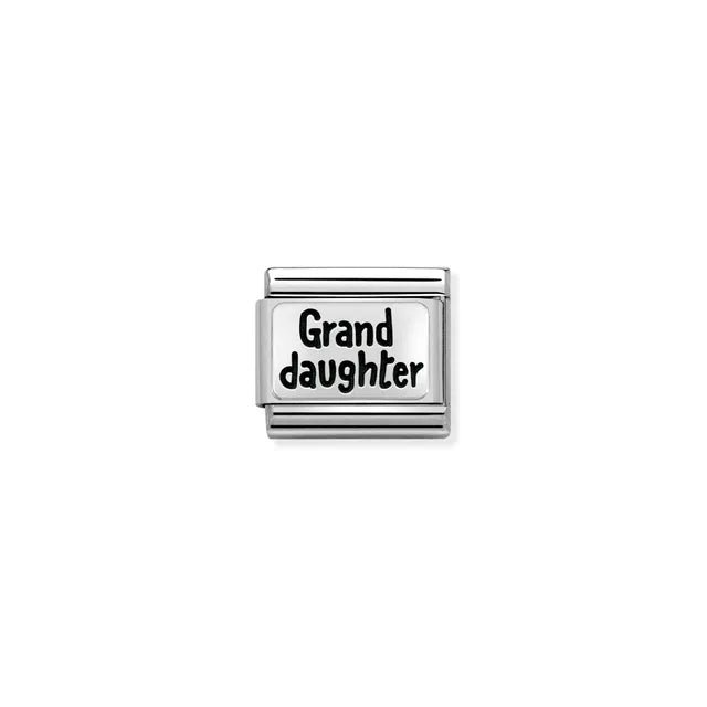 Nomination Granddaughter Classic Link charm in stainless steel and sterling silver