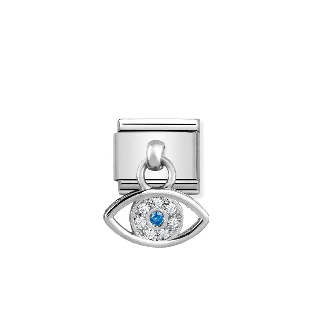 Nomination Greek Eye silver pendant Classic Link with white cubic zirconia