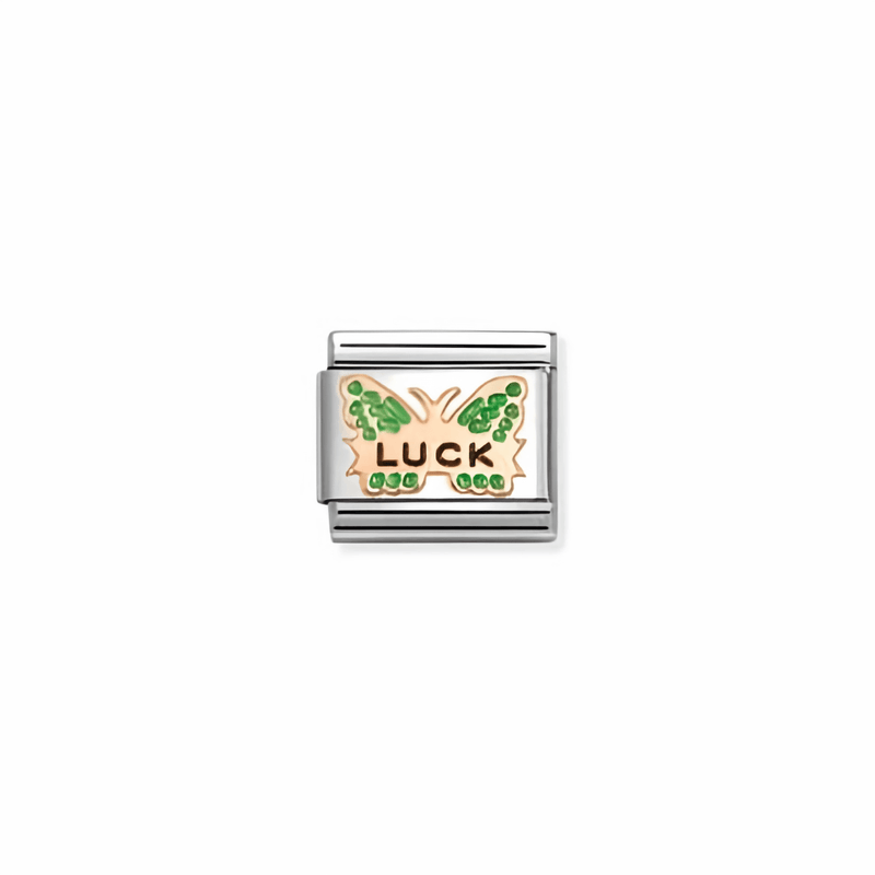 Nomination Classic green butterfly luck link in 9k rose gold for Nomination Composable Classic bracelets