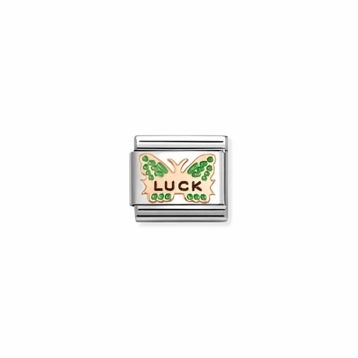 Nomination Classic green butterfly luck link in 9k rose gold for Nomination Composable Classic bracelets