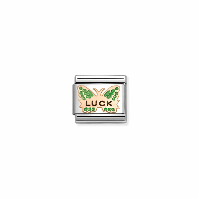 Nomination Classic green butterfly luck link in 9k rose gold for Nomination Composable Classic bracelets
